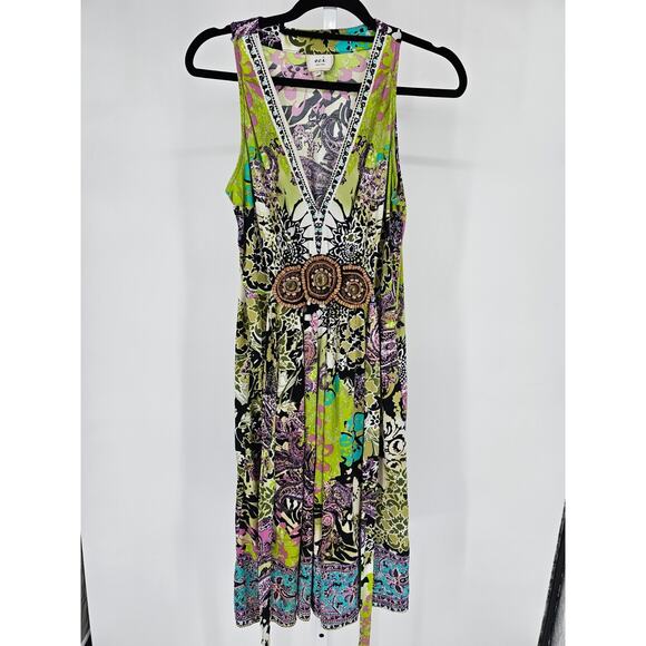 ECI Dresses & Skirts - ECI New York Womens 14 Midi Length Dress Sleeveless Beaded V Neck Bright Floral